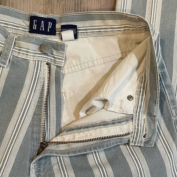 Vintage 90s GAP Green Stripe Cotton High Waist Crop Jeans Cheeky Denim Pants - 4 - Picture 6 of 8
